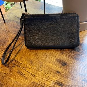 Black leather Coach wristlet